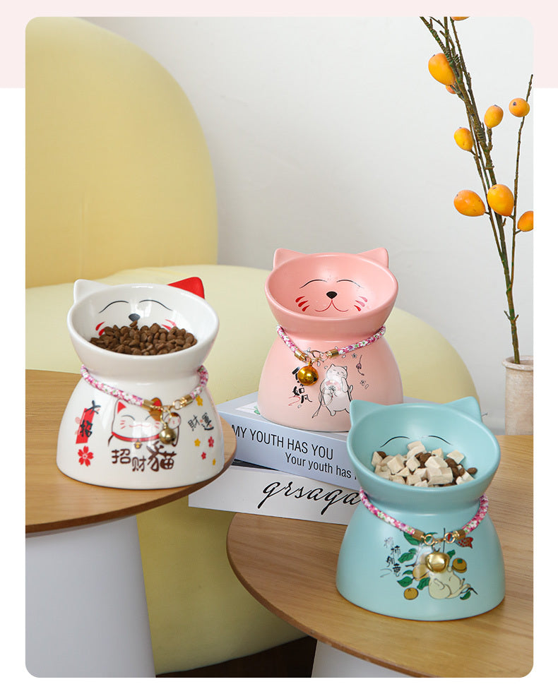 Tall Cat Food Bowl Anti-overturning Rice Bowl Water Cat Supplies