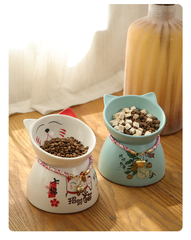 Tall Cat Food Bowl Anti-overturning Rice Bowl Water Cat Supplies