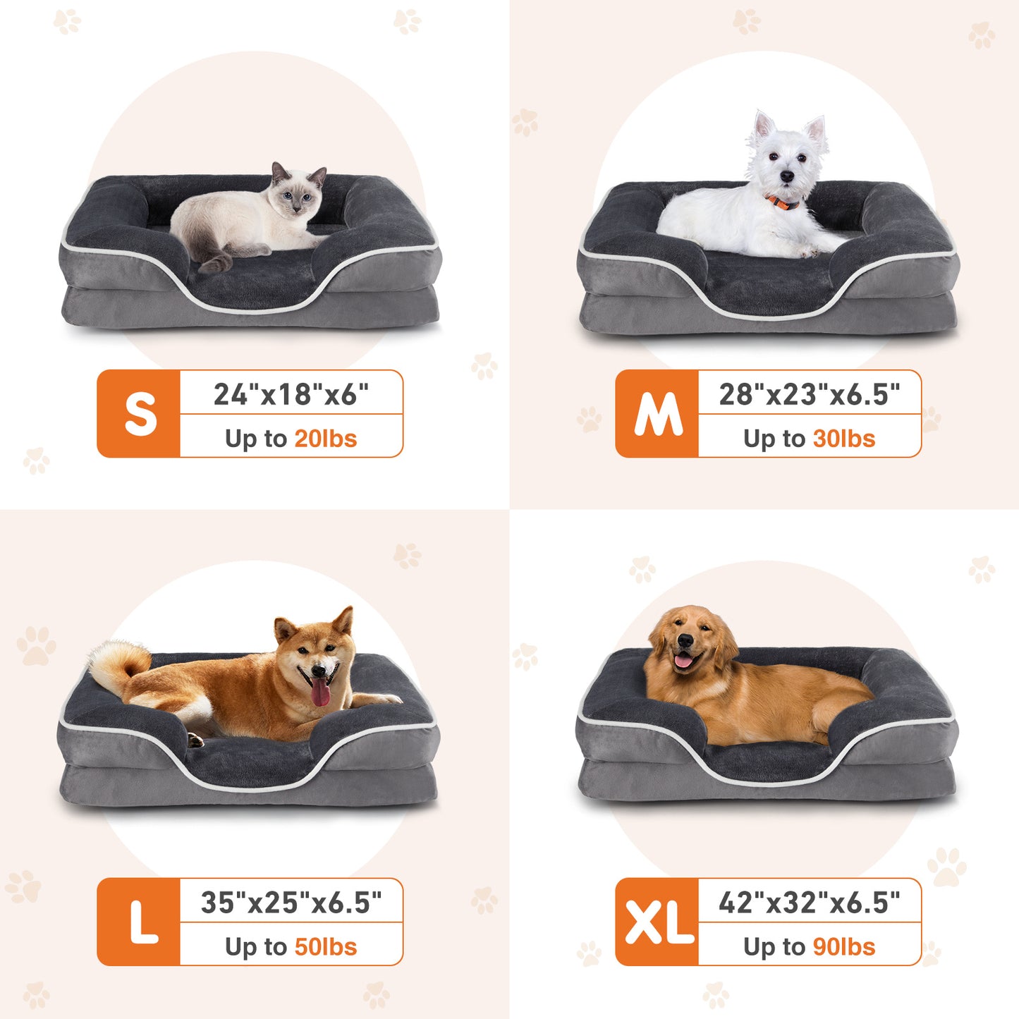 Memory Foam Pet Bed For Small Dogs & Cats With Washable