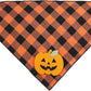 Halloween Dog Plaid Bandana With Pumpkin Appliques,Pet Dog Puppy Holiday Scarf