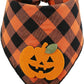 Halloween Dog Plaid Bandana With Pumpkin Appliques,Pet Dog Puppy Holiday Scarf