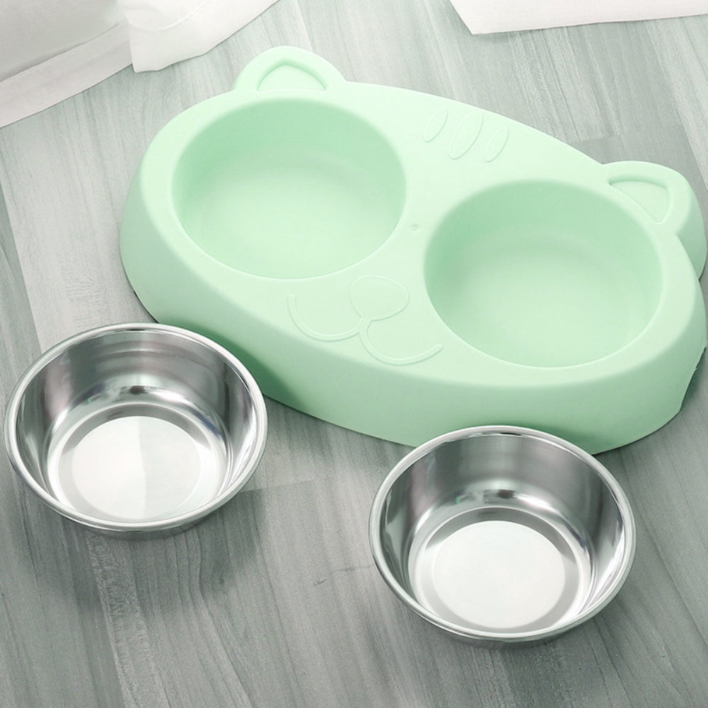 Pet Double Bowls, Stainless Steel Pet Food Bowl Water Bowl