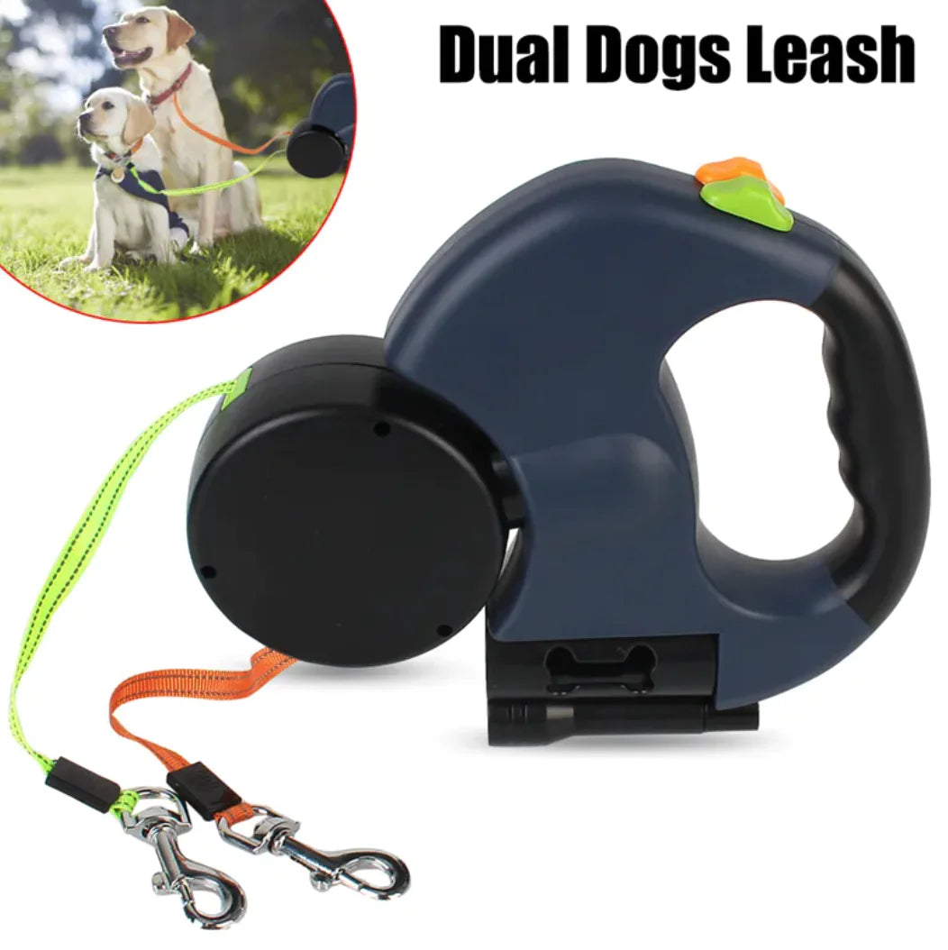 Dual Retractable Dog Leash with Lights