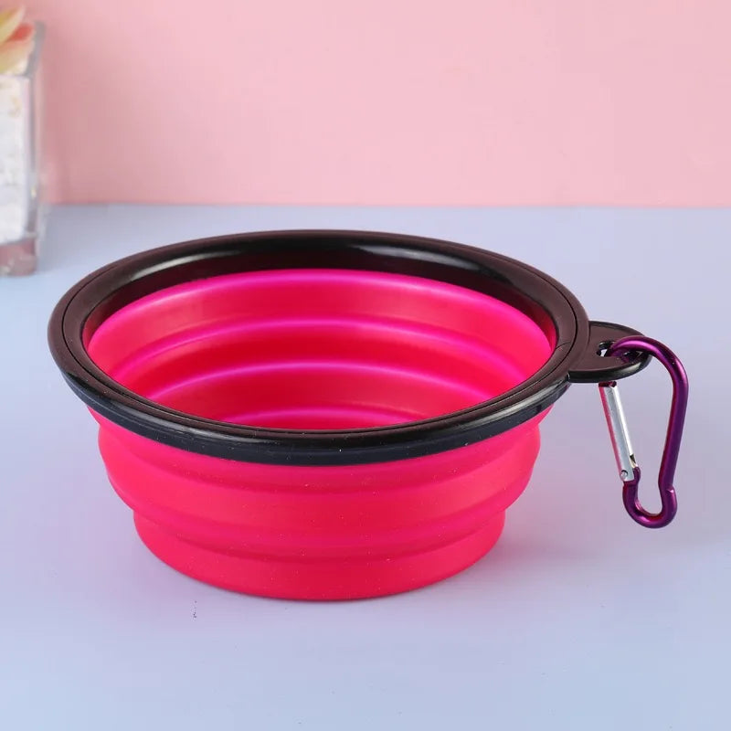 Pet Dog Collapsible Bowl Folding 350ml Silicone Bowl Outdoor Travel Portable Puppy Food Container