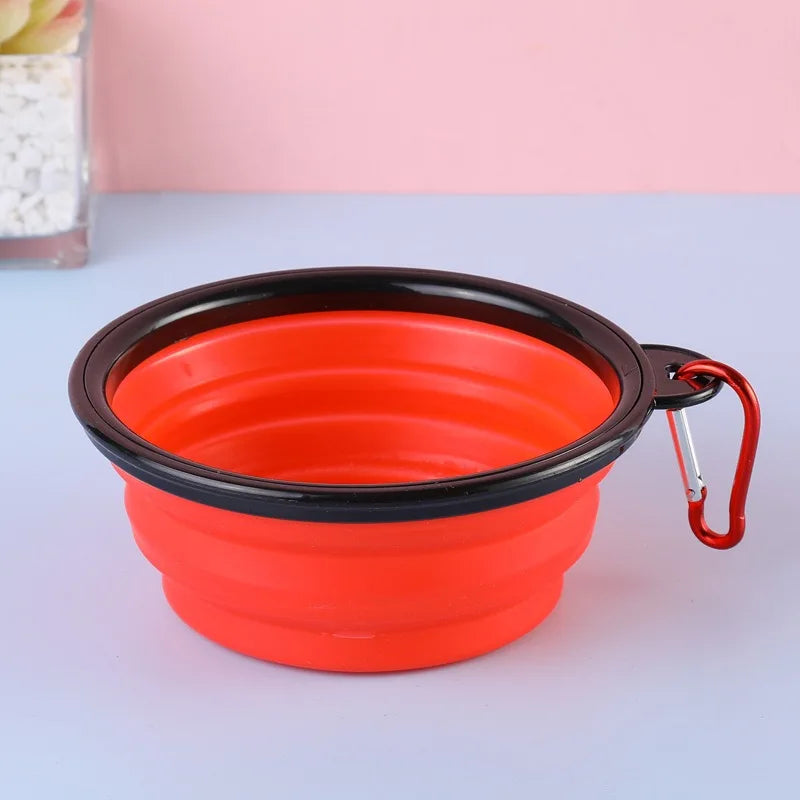 Pet Dog Collapsible Bowl Folding 350ml Silicone Bowl Outdoor Travel Portable Puppy Food Container