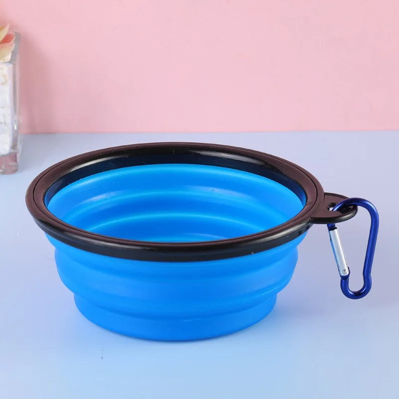 Pet Dog Collapsible Bowl Folding 350ml Silicone Bowl Outdoor Travel Portable Puppy Food Container