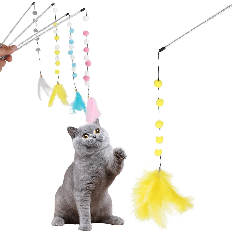 Funny Kitten Cat Teaser Interactive Toy Rod