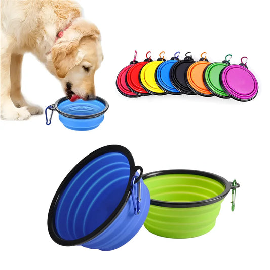 Pet Dog Collapsible Bowl Folding 350ml Silicone Bowl Outdoor Travel Portable Puppy Food Container