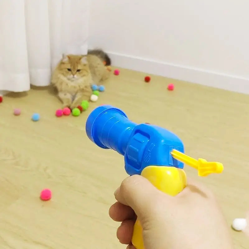 Interactive Launch Training Cat Toys Creative Kittens Mini Pompoms Games Stretch Plush Ball Toys