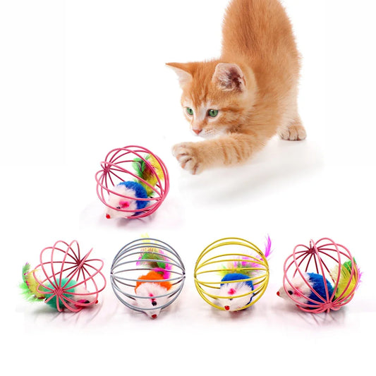 Bell Mouse Cage Toys Plastic Artificial Colorful Cat Teaser Toy