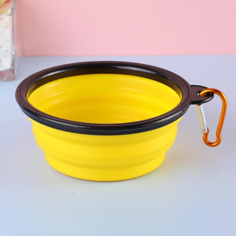 Pet Dog Collapsible Bowl Folding 350ml Silicone Bowl Outdoor Travel Portable Puppy Food Container