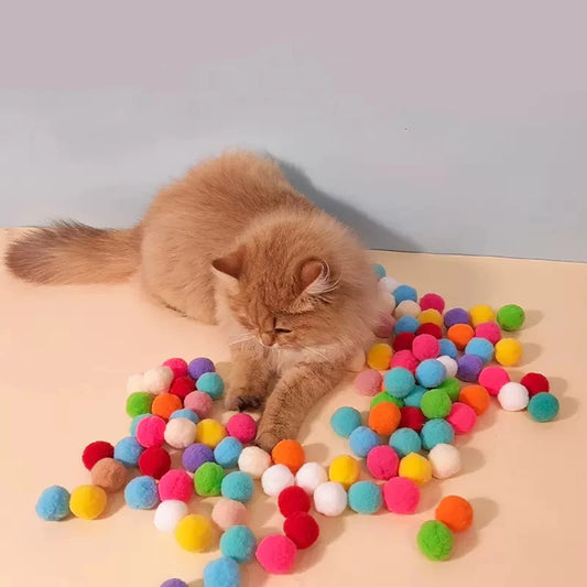 Interactive Launch Training Cat Toys Creative Kittens Mini Pompoms Games Stretch Plush Ball Toys