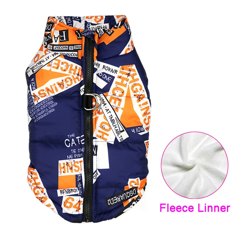 Padded Winter Warm Dog Clothes Waterproof Pet Vest Zipper Jacket