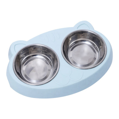 Pet Double Bowls, Stainless Steel Pet Food Bowl Water Bowl