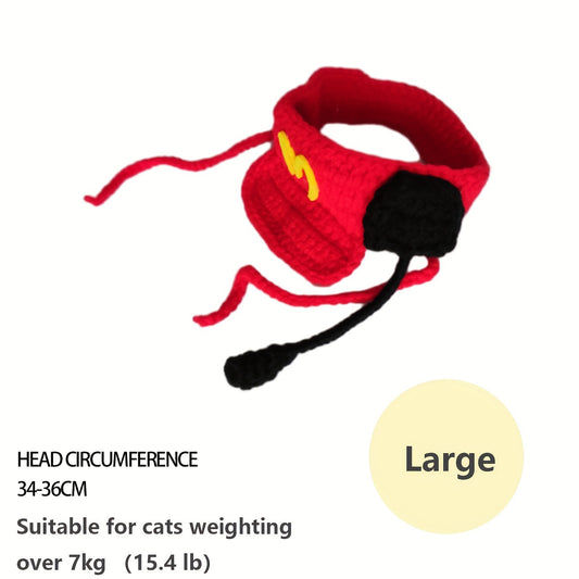 Handmade Cat Chef Hat Pet Birthday Accessories Cotton Knitted Sweater