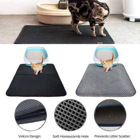 Waterproof Pet Cat Litter Mat EVA Double Layer Cat Litter Trapping Pet