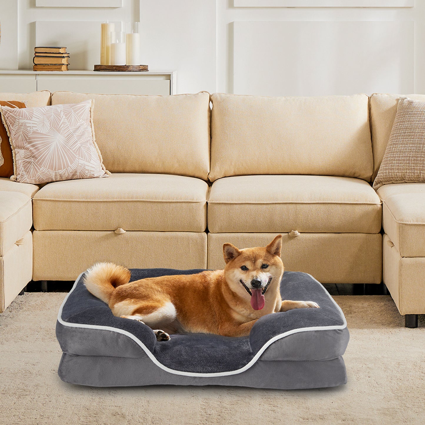 Memory Foam Pet Bed For Small Dogs & Cats With Washable