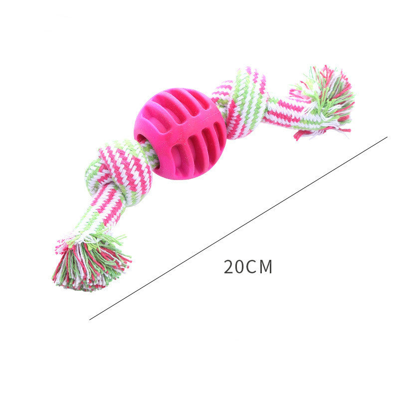 Dog Bite-resistant Teeth Cleaning Pets Toys Ball Double Knot Cotton Cord