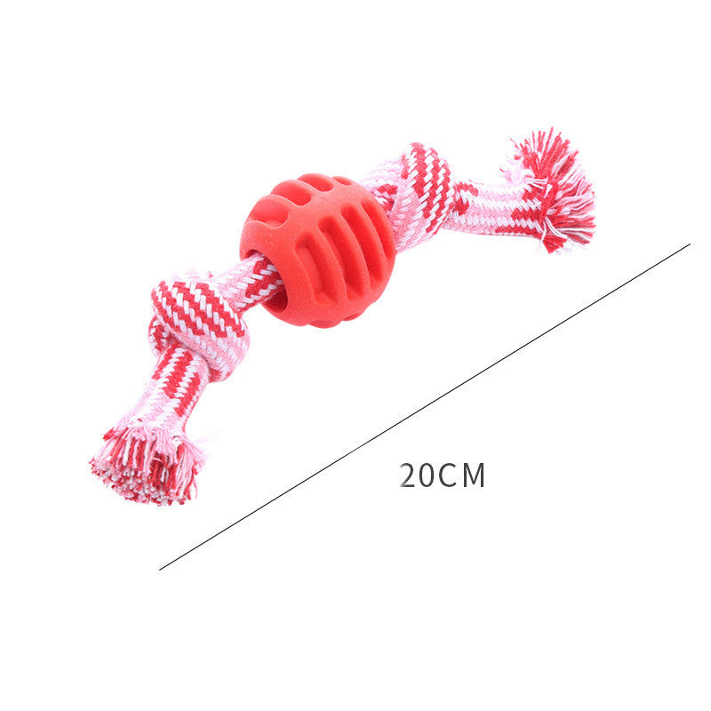 Dog Bite-resistant Teeth Cleaning Pets Toys Ball Double Knot Cotton Cord